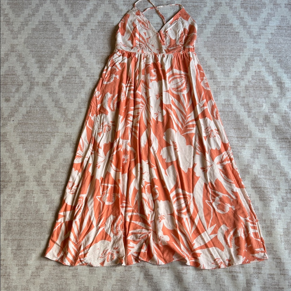 Vici Orange and White Floral Maxi Dress Women’s size M